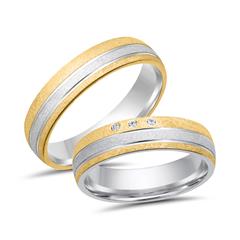 Unique Trouwringen 14 Karaat Geel-Wit Goud 3 Diamanten
