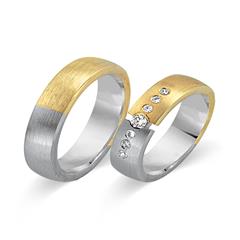 Unique Trouwringen 8 Karaat Geel-Wit Goud 7 Diamanten