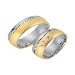 Unique Trouwringen 14 Karaat Geel-Wit Goud 3 Diamanten