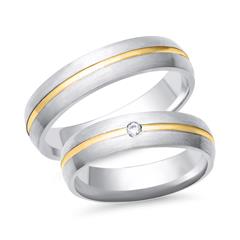 Unique Trouwringen 14 Karaat Geel Witgoud Met Diamant