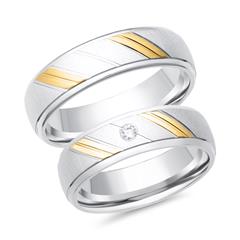 Unique Trouwringen 14 Karaat Geel Witgoud Met Diamant
