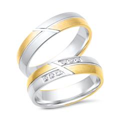 Unique Trouwringen 14 Karaat Geel-Wit Goud 6 Diamanten