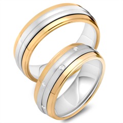 Unique Trouwringen 8 Karaat Geel-Wit Goud 10 Diamanten