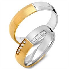 Unique 8K Trouwringen Geel-Witgoud 10 Diamanten