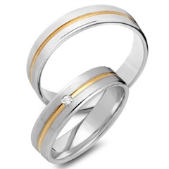 Unique Trouwringen 14 Karaat Geel-Wit Goud Met Diamant