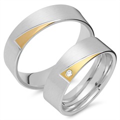 Unique Trouwringen 18 Karaat Geel-Wit Goud Met Diamant