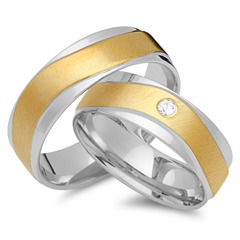 Unique Trouwringen 8 Karaat Geel Witgoud Met Diamant