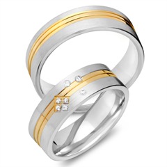 Unique Trouwringen 14 Karaat Geel-Wit Goud 7 Diamanten