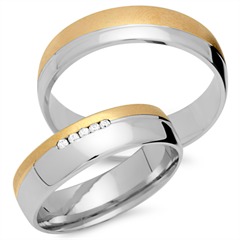 Unique Trouwringen 8 Karaat Geel-Wit Goud 5 Diamanten