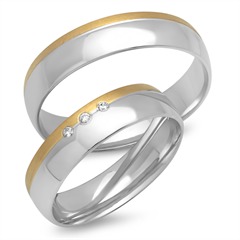 Unique Trouwringen 14 Karaat Geel-Wit Goud 3 Diamanten