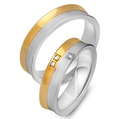 Unique Trouwringen 8 Karaat Geel-Wit Goud 3 Diamanten