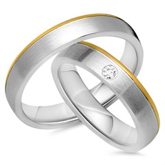 Unique Trouwringen 8 Karaat Geel Witgoud Met Diamant