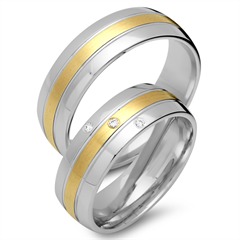 Unique Trouwringen 18 Karaat Geel-Wit Goud 3 Diamanten