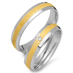 Unique Trouwringen 14 Karaat Geel Witgoud Met Diamant