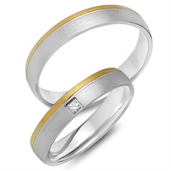 Unique Trouwringen 18 Karaat Geel-Wit Goud Met Diamant