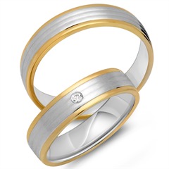 Unique Trouwringen 14 Karaat Geel-Wit Goud Met Diamant