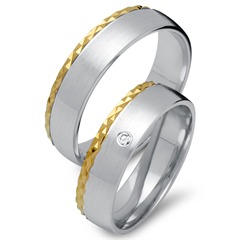 Unique Trouwringen 18 Karaat Geel-Wit Goud Met Diamant