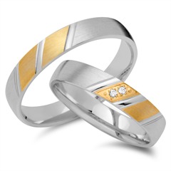 Unique Trouwringen 8 Karaat Geel-Wit Goud 2 Diamanten