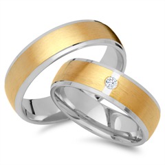 Unique Trouwringen 8 Karaat Geel Witgoud Met Diamant
