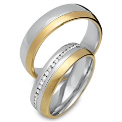 Unique Trouwringen 14 Karaat Geel-Wit Goud 45 Diamanten
