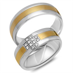Unique Trouwringen 8 Karaat Geel-Wit Goud 12 Diamanten