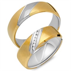 Unique Trouwringen 14 Karaat Geel-Wit Goud 18 Diamanten