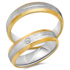 Unique Trouwringen 14 Karaat Geel-Wit Goud Met Diamant