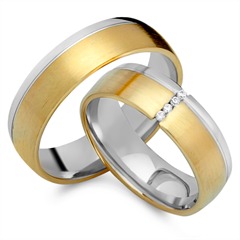 Unique Trouwringen 8 Karaat Geel-Wit Goud 4 Diamanten