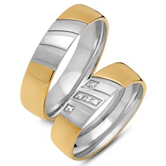 Unique Trouwringen 8 Karaat Geel Witgoud 5 Diamanten