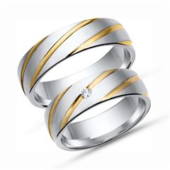 Unique Trouwringen 8 Karaat Geel Witgoud Met Diamant