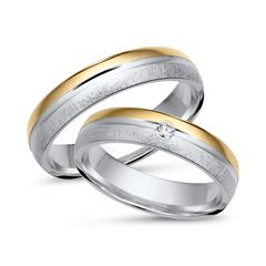 Unique Trouwringen 8 Karaat Geel Witgoud Met Diamant