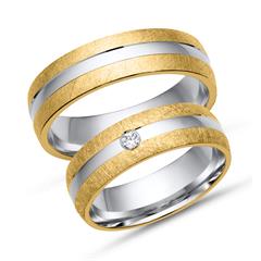 Unique Trouwringen 14 Karaat Geel Witgoud Met Diamant