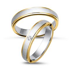 Unique Trouwringen 8 Karaat Geel Witgoud Met Diamant