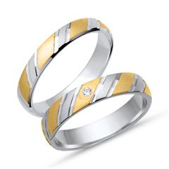 Unique Trouwringen 14 Karaat Geel Witgoud Met Diamant