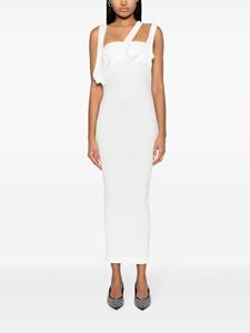 The Attico asymmetric-neckline ribbed dress - Wit