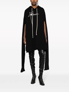 Rick Owens logo-embroidered hooded dress - Zwart