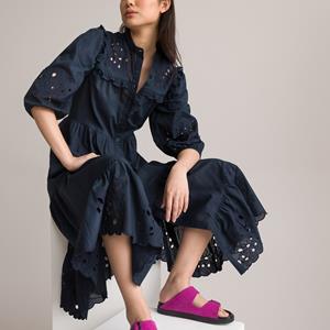 LA REDOUTE COLLECTIONS Lange jurk met knoopsluiting, met borduurwerk