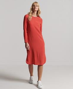 Superdry Vrouwen Rechte Studios Midi-jurk met Lange Mouwen Oranje