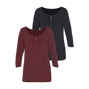 Vivance Shirt met 3/4-mouwen met fijne plooi (Set van 2)