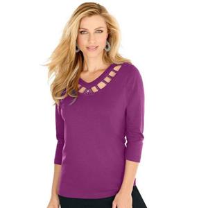 Your Look... for less! Dames Shirt met 3/4-mouw fuchsia Größe