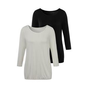 Vivance Shirt met 3/4-mouwen met elastische zoomrand (Set van 2)