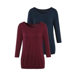 Vivance Shirt met 3/4-mouwen met elastische zoomrand (Set van 2)