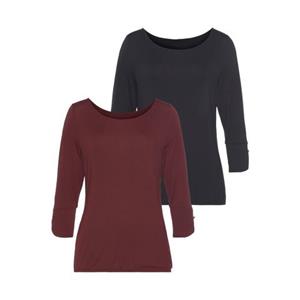 Vivance Shirt met 3/4-mouwen met modieuze manchetten en goudkleurige knopen (Set van 2)