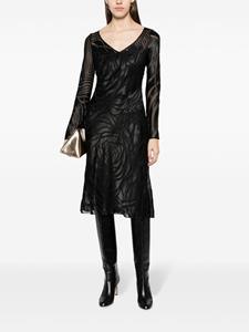 Alberta Ferretti semi-sheer devoré-effect dress - Zwart