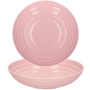 PlasticForte Rond bord/camping - 4x - diep bord - D19 cm - oud roze - kunststof - onbreekbaar -