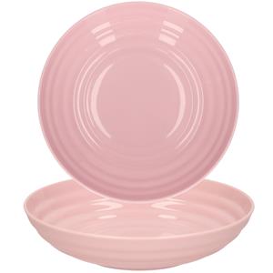 PlasticForte Rond bord/camping - 4x - diep bord - D19 cm - oud roze - kunststof - onbreekbaar -