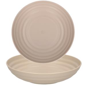 PlasticForte Rond bord/camping - 4x - diep bord - D19 cm - taupe - kunststof - onbreekbaar -
