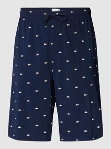 Heren Lacoste Katoenen Pyjamashort met krokodillenprint in blauw