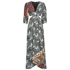 desigual Lange jurk met cut-outs en paisley - BLACK