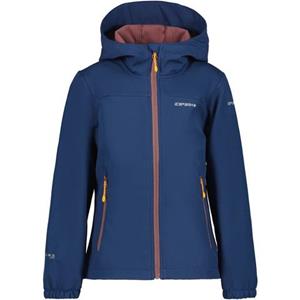 Icepeak Softshelljacke "SOFTSHELLJACKE KLEVE - für Kinder", mit Kapuze, mit modischen Logoschriftzügen